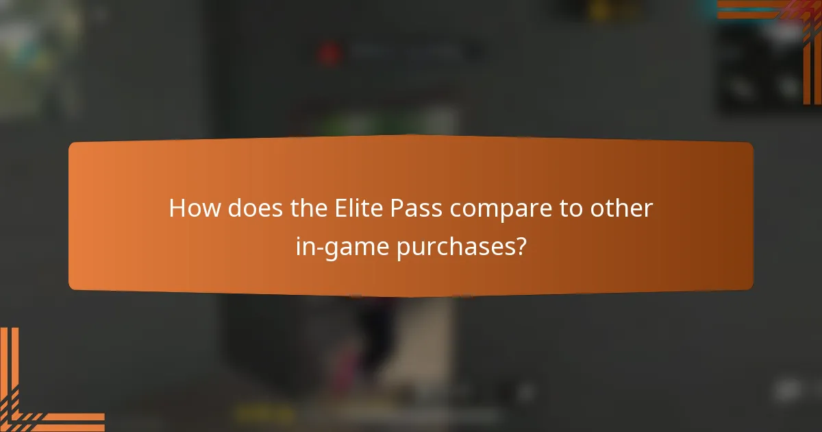 How does the Elite Pass compare to other in-game purchases?